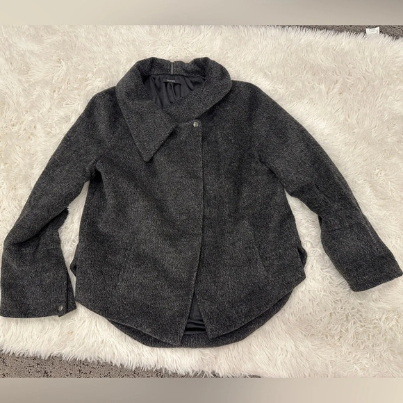 TAHARI Charcoal Wool Blend Asymmetrical women’s Coat Jacket Size:M - Picture 1 of 5